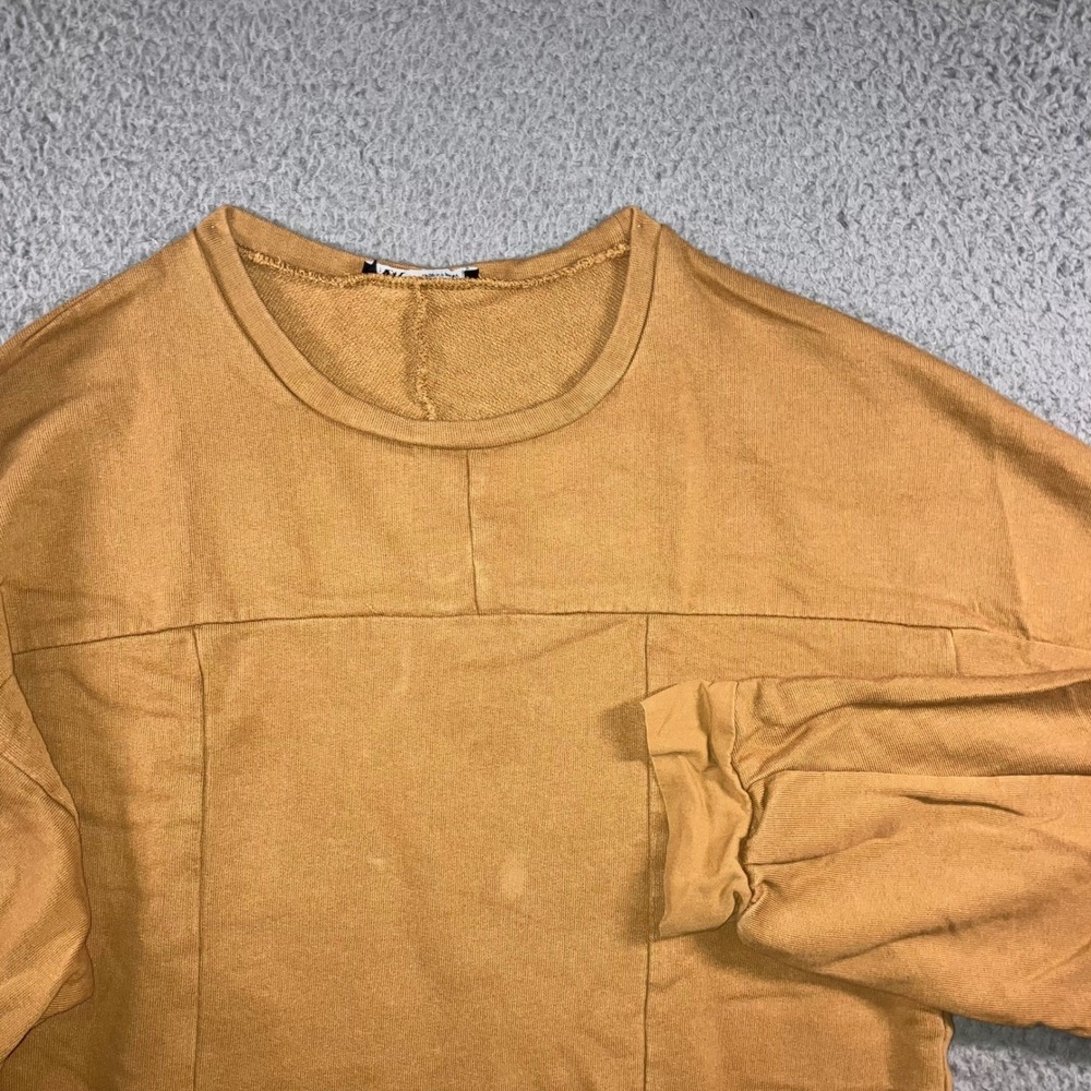 Zara Boho Mustard Yellow Slouchy Sweatshirt Dress M Oversized Tunic Pockets